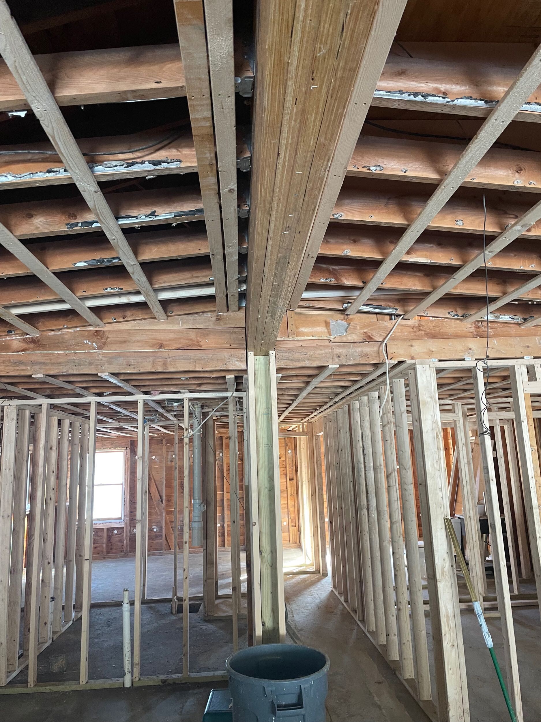 Large LVL beam installation during renovation