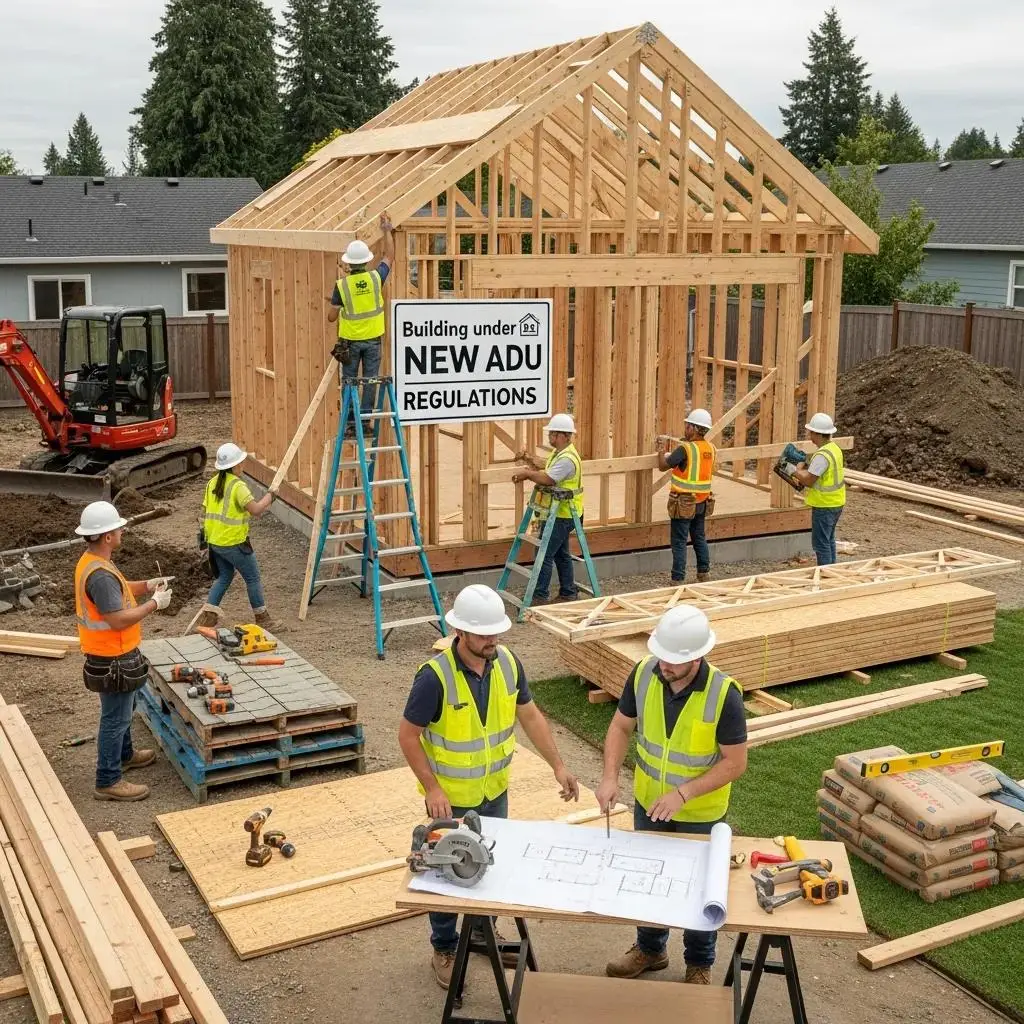 Construction site of an ADU, representing the new ADU rules in Massachusetts for 2026