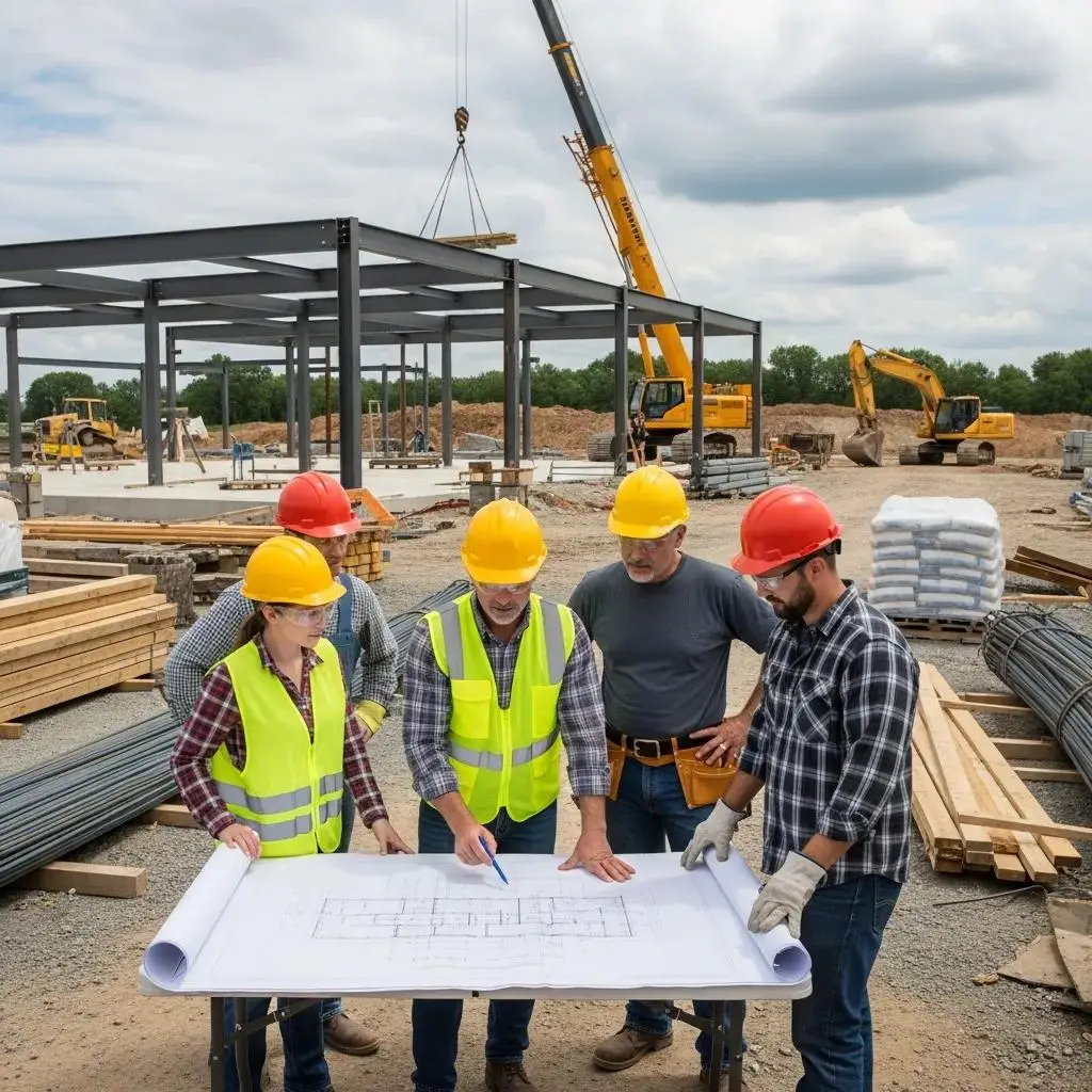 General contractor managing a construction project with subcontractors
