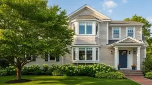 North Shore MA home with a second story addition in a sunny outdoor setting