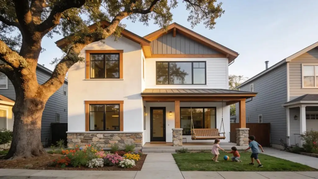 Modern accessory dwelling unit showcasing architectural details in a residential setting