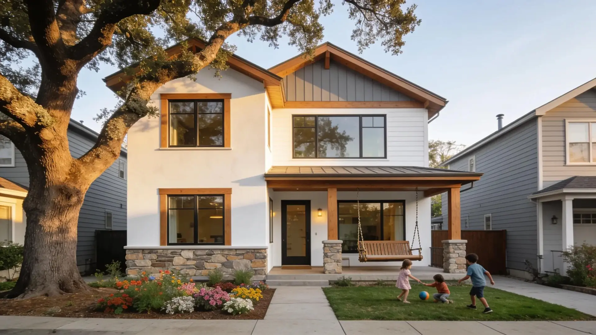 Modern accessory dwelling unit showcasing architectural details in a residential setting