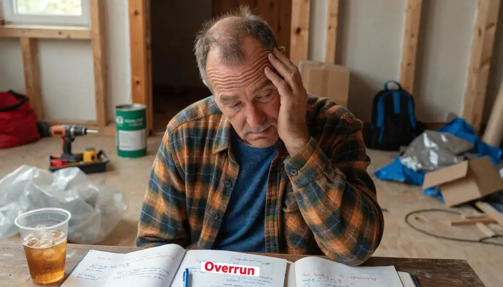 Homeowner assessing budget and plans for garage conversion, representing common budget pitfalls