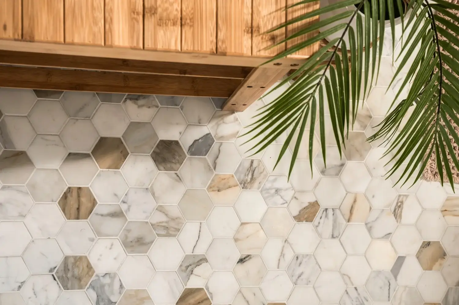 Small hexagonal bathroom floor tile